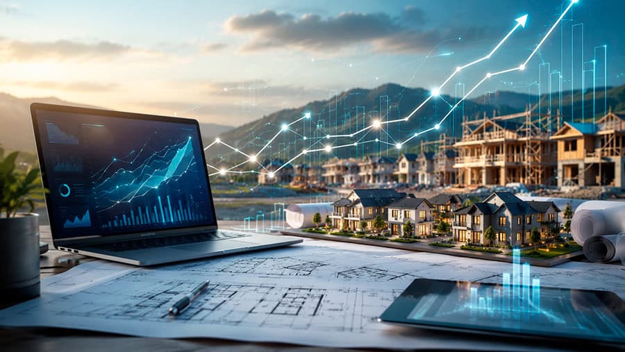 New home market scene with a forecast showing a range of organic growth outcomes